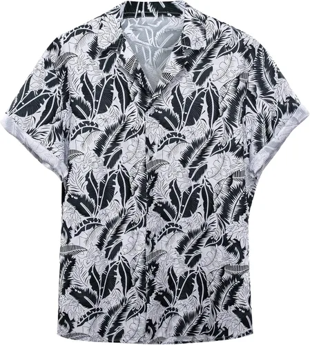 Miniatura 4 de YOHOWA Camisa hawaiana de manga corta para hombre, casual, con botones, para fiesta de brisa en la playa