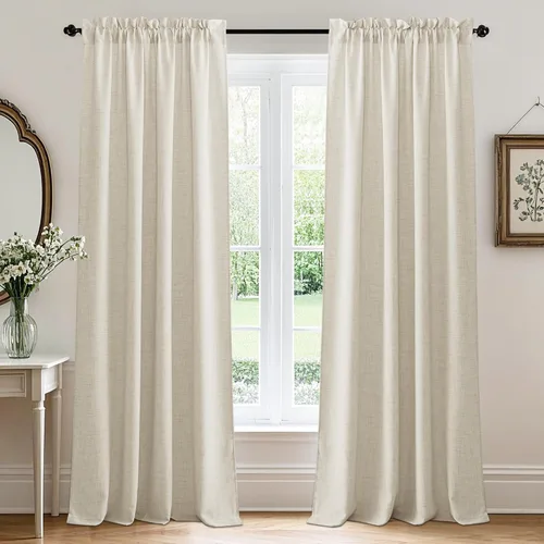 Miniatura 27 de RYB HOME Cortinas extralargas de 108 pulgadas de largo, transpirables con bolsillo para barra, cortinas traslúcidas blancas para sala de estar