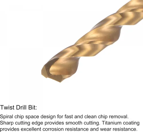 Miniatura 4 de uxcell 3/16-32 UNS Straight Flute Thread Tap y 0.161 in Twist Drill Broca Set, titanio plateado 6542 Acero de alta velocidad Brocas de perforación