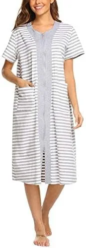 Miniatura 4 de Ekouaer - Vestido de entrecasa largo, con cremallera frontal, para mujer