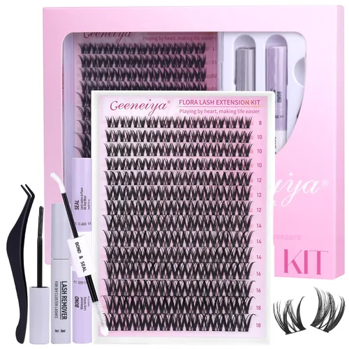 Miniatura 8 de Geeneiya Kit de Extensión de Pestañas 20D+40D, Racimos de Pestañas Suaves, Kit de Extensiones de Pestañas Naturales con Enlace de Pestañas