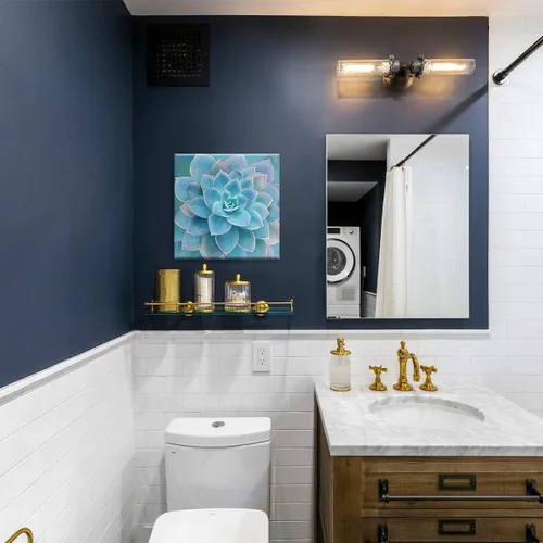 Miniatura 2 de Decoración de baño de suculentas azules, arte de pared enmarcado, moderno, popular, plantas de pared, impresiones en lienzo, decoración de pared