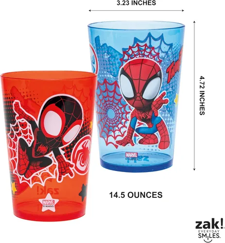 Miniatura 5 de Zak Designs Marvel Spider-Man - Juego de vasos anidables para el hogar, vasos de plástico sin BPA de 14.5 onzas, paquete de 4