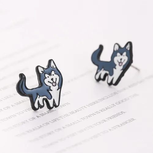Miniatura 3 de Daisy - Pendientes de tuerca con esmalte para perro y cachorro, diseño de animales