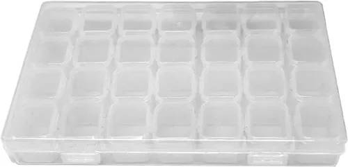 Miniatura 9 de Miskall Estuche organizador de plástico con 28 ranuras, transparente, decoración de accesorios de arte de uñas, caja organizadora de almacenamiento