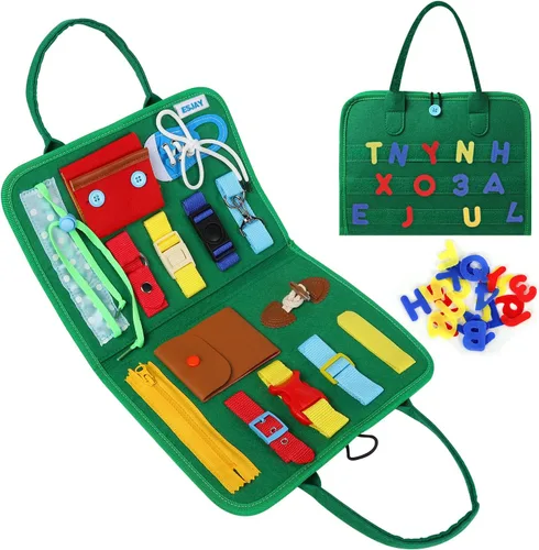 Miniatura 8 de Esjay Tablero de Actividades para Niños Pequeños Juguetes Montessori para Niños, Libro Sensorial Actividades Educativas para Aprender Habilidades