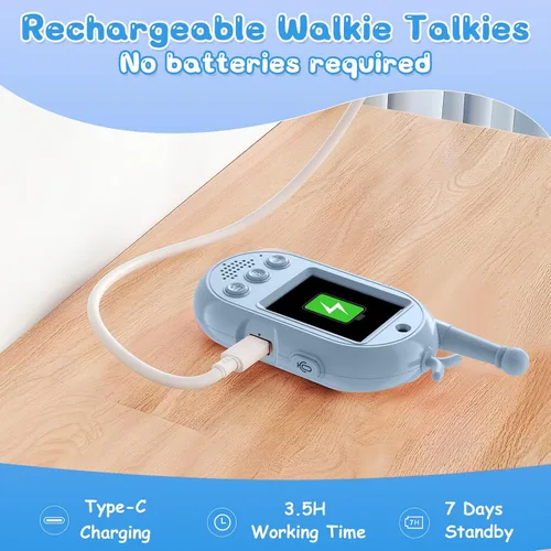 Miniatura 5 de Walkie Talkies de video para niños, paquete de 2 walkie talkie recargables con cámara y pantalla, radio de 2 vías de largo alcance