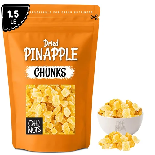 Miniatura 10 de Oh! Nuts Trozos de piña seca - Piña seca - Fruta seca de piña - 1 libra - Fruta deshidratada con menos azúcar añadido
