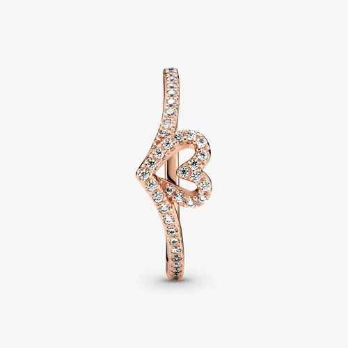 Miniatura 4 de PANDORA Jewelry - Anillo de corazón brillante para mujer chapado en oro rosa de 14 quilates con circonita cúbica talla 5 Metal precioso Zirconia
