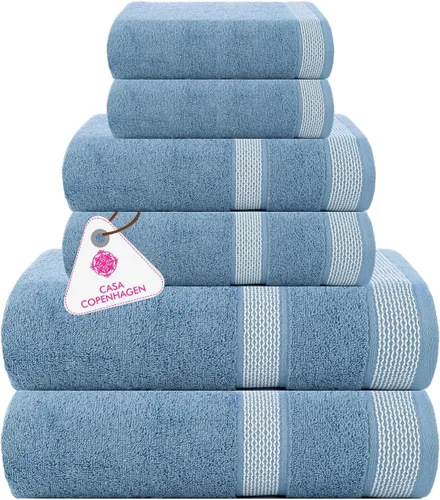 Miniatura 91 de CASA COPENHAGEN Solitaire Juego de 6 toallas - Negro, 600 GSM 2 toallas de baño 2 toallas de mano 2 toallitas, diseñadas en Dinamarca, hechas