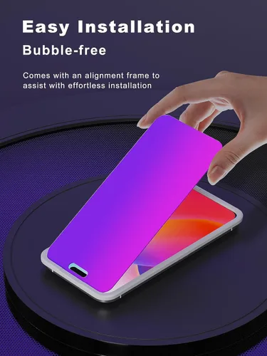Miniatura 5 de GIGIKISS Protector de pantalla de privacidad compatible con iPhone 15 Pro Max de 6.7 pulgadas, degradado morado, antiespía, anti luz azul, protector