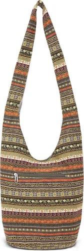 Miniatura 200 de Bolsa de hombro para mujer, de lona en estilo hippie/bohemio para llevar cruzada al hombro, disponible en diferentes colores y estampados