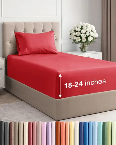 Miniatura 185 de Sábanas King divididas con bolsillos extra profundos, sábanas transpirables y refrescantes de 5 piezas, sábanas de lujo para hotel, suaves, sin 22