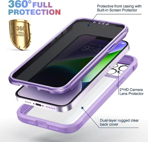 Miniatura 364 de Diaclara Funda diseñada para iPhone 16, mejorada [protección completa de la cámara], carcasa resistente de cuerpo completo con protector de pantalla