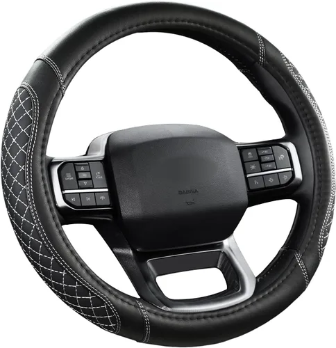 Miniatura 8 de West Llama - Funda para volante de automóvil (acolchado con diamante, negro y gris)