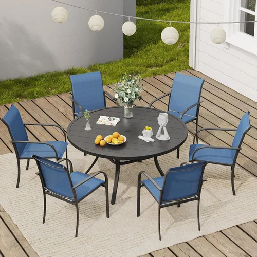 Miniatura 13 de VICLLAX Juego de 2 sillas de patio pequeñas para exteriores, juego de sillas apilables para patio y mesa de comedor cuadrada para porche delantero