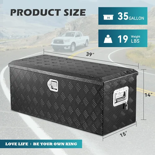 Miniatura 3 de Caja de herramientas de aluminio de 39 pulgadas de largo x 15 pulgadas de ancho x 14 pulgadas de alto, cajas de herramientas resistentes con 2