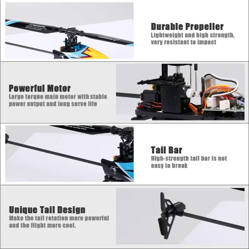 Miniatura 7 de GoolRC C129 Helicóptero RC, Helicóptero de control remoto de 4 canales 2.4Ghz con giroscopio de 6 ejes, Avión RC sin alerones con mantenimiento