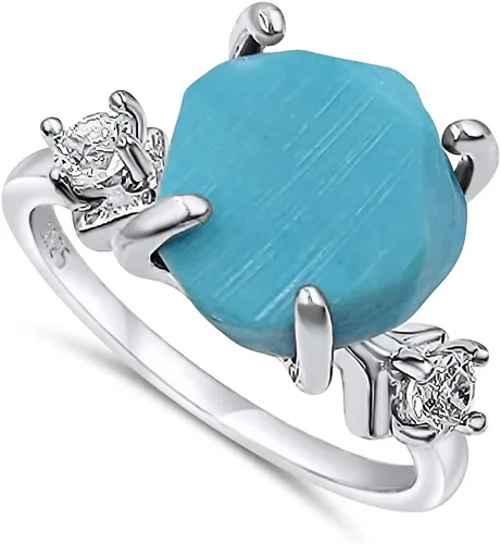 Miniatura 23 de Anillo de cristal crudo real con piedra natal, plata de ley, oro blanco, regalo de joyería para ella, regalo de Navidad, Día de la Madre