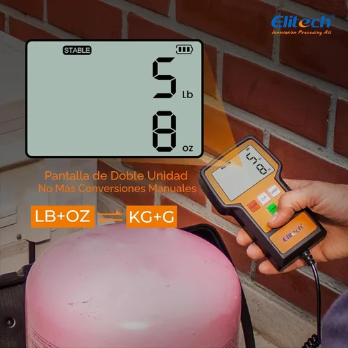 Miniatura 5 de Báscula Elitech LMC-100F+ de carga para refrigerante, 110 libras, de alta precisión, para Freon, para calefacción, ventilación y aire acondicionado