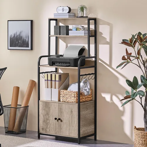 Miniatura 3 de Yaheetech - Estante de cocina para panaderos de 4 niveles con gabinete de almacenamiento y alacena, soporte para microondas y barra de café