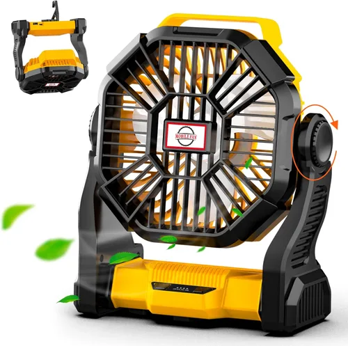 Miniatura 10 de Sendowtek Ventilador de batería portátil para acampar con panel solar, ventilador recargable de 10400 mAh con temporizador, luz LED, pequeños