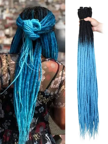Miniatura 47 de 15 extensiones de rastas de doble extremo, 24 pulgadas, extensiones de rastas falsas de 0.6 pulgadas, color marrón degradado, extensiones de rastas