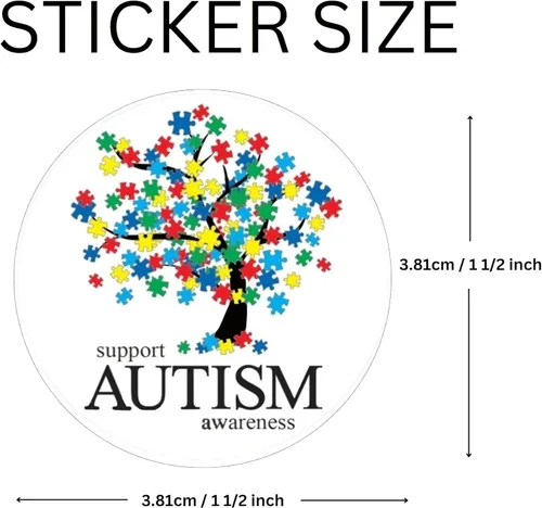 Miniatura 4 de 250 calcomanías de concientización sobre el autismo con árbol de rompecabezas, rollo de calcomanías de concientización sobre el autismo de Asperger