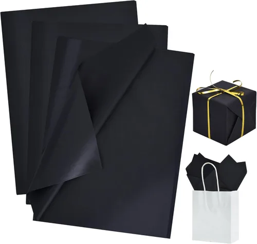 BEISHIDA 100 hojas de papel de seda negro a granel, papel de seda para envolver regalos, papel de regalo de 14 x 20 pulgadas para bolsas de regalo,