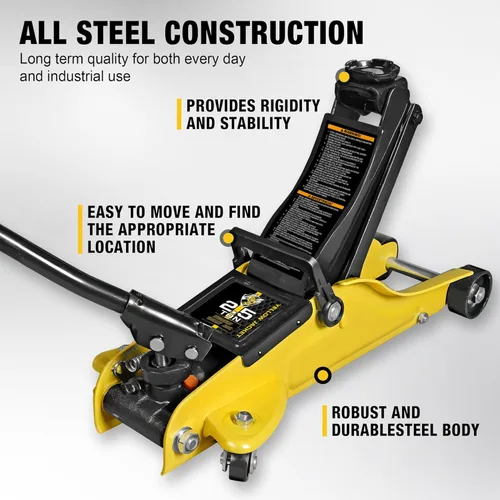 Miniatura 5 de YELLOW JACKET Gato de carretilla de 2.5 toneladas con estuche de transporte Gato hidráulico de piso de bajo perfil para automóviles con bomba