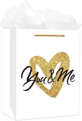 SICOHOME Bolsa de regalo para el día de San Valentín, bolsa de regalo grande de papel de aniversario de 13 pulgadas para él, su día de San Valentín,