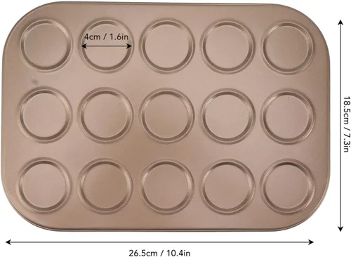 Miniatura 9 de Luqeeg Molde superior para magdalenas, material de acero al carbono, revestimiento antiadherente, distribución uniforme, bandeja para magdalenas 15