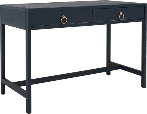 Miniatura 13 de SAFAVIEH Muebles - Escritorio Esther con 2 cajones, color gris, madera maciza, diseño de herrajes dorados glamorosos, ideal para oficina en casa