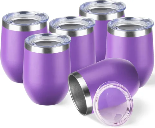 Miniatura 40 de StarSpeed Vaso de vino de 12 onzas con tapa, tazas de viaje de acero inoxidable sin pie con aislamiento de doble pared, taza de café aislada, vasos