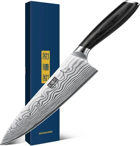 HOSHANHO Cuchillo de chef de 8 pulgadas, cuchillo de cocina de acero en polvo de alto carbono ultra afilado, cuchillo de chef japonés profesional