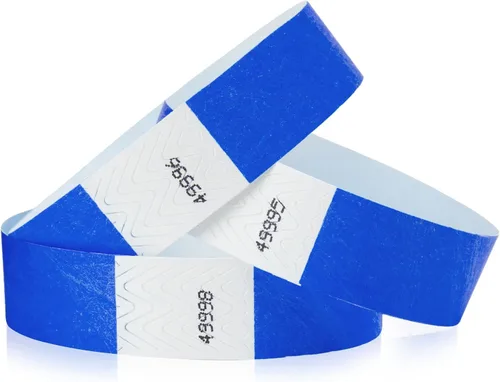 Miniatura 25 de 500 pulseras Tyvek verde neón para eventos, diseño a prueba de manipulaciones y color fluorescente que evitan la reutilización, pulseras de grado