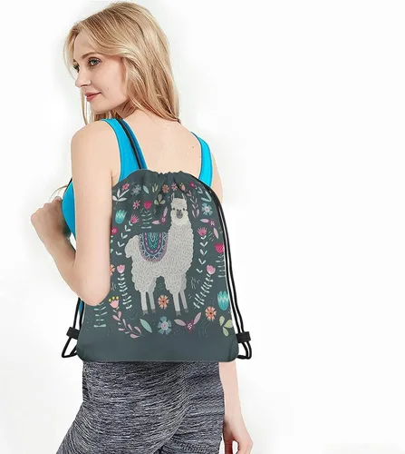 Miniatura 4 de Beabes Bolsas con cordón de llama, mochila y bolsa de gimnasio con cordón, Multi-a178, Mochilas de viaje