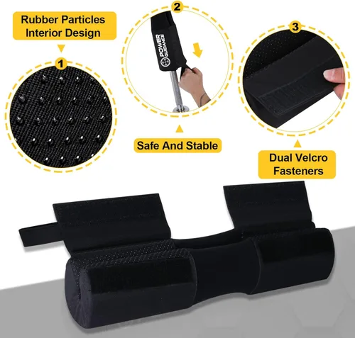Miniatura 3 de POWER GUIDANCE Almohadilla para sentadillas – Almohadilla protectora para cuello y hombros Puntos antideslizantes para sentadillas, estocadas, Negro
