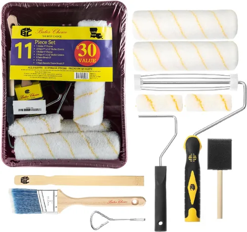 Miniatura 10 de Bates - Juego de bandejas de pintura, rodillos de pintura, pinceles de pintura para pared, bandeja, cepillo de rodillo, 11 piezas de suministros
