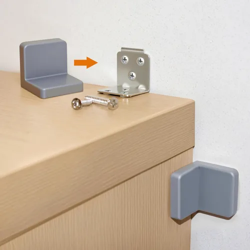 Miniatura 8 de Anclajes para muebles, paquete de 4, estéticos e invisibles una vez instalados, seguro 600 libras estantería cómoda a la pared, anclaje de seguridad