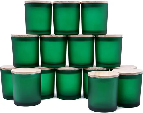Miniatura 39 de SHOWIN Frascos de vela gruesos de 10 onzas para hacer velas 15 piezas, frascos vacíos con tapas de madera para hacer velas, contenedor de muestra