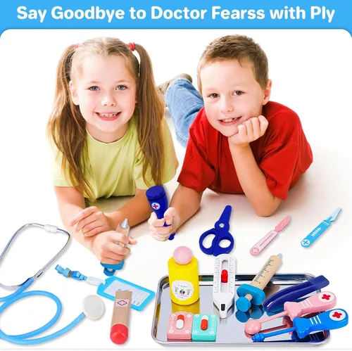 Miniatura 6 de COSILY Kit médico para niños, kit de médico para niños pequeños de 3 a 5 años, juego de simulación para niños pequeños con bolsa médica