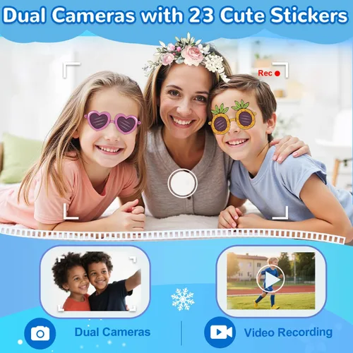 Miniatura 3 de Lapare - Teléfono inteligente para niños, 2.8'' de pantalla táctil HD con cámara doble para niños, teléfono de juguete de dinosaurio