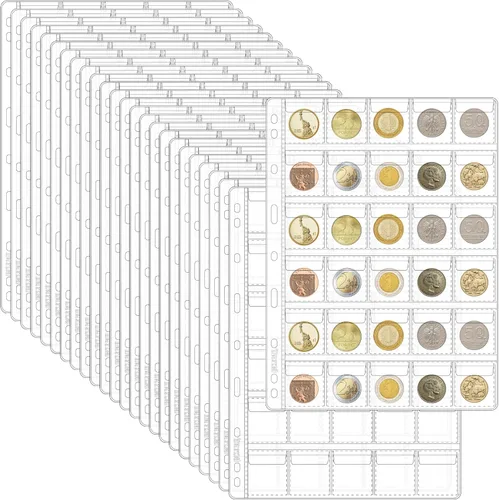 Miniatura 16 de Páginas con bolsillos para monedas, fundas estándar con bolsillos para monedas, con 9 orificios para coleccionistas, 10 hojas, serie CS03 20