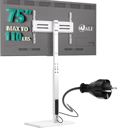 Miniatura 11 de WALI Soporte de TV rodante con manivela de mano, soporte de televisión alto móvil con ruedas para televisores de 30 a 70 pulgadas de hasta 110