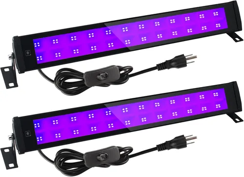 Barras de luz negras de 50 W, impermeables, portátiles, 395-405 nm, luces negras LED UV con enchufe+interruptor de encendido/apagado+cable de 5 pies
