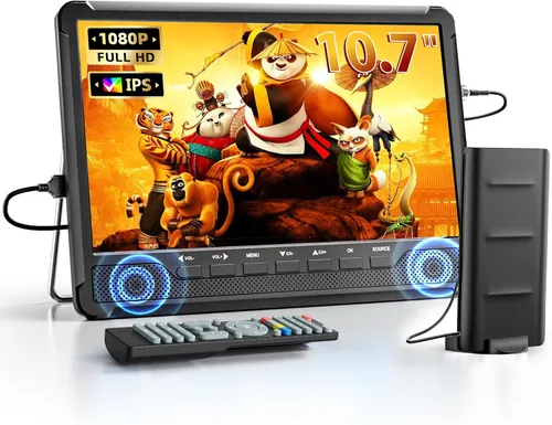 NORTHING TV de pantalla plana IPS de 10.7 pulgadas, mini TV portátil con antena sintonizador ATSC, monitor LCD 1080P con HDMI, AV, entrada USB,