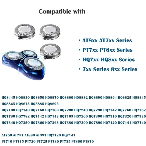 Miniatura 3 de HQ8 - Cuchillas de repuesto compatibles con afeitadora Norelco, cuchillas de afeitar HQ8 para cabezales PT720 AT880 AT810, cuchillas HQ8 mejoradas