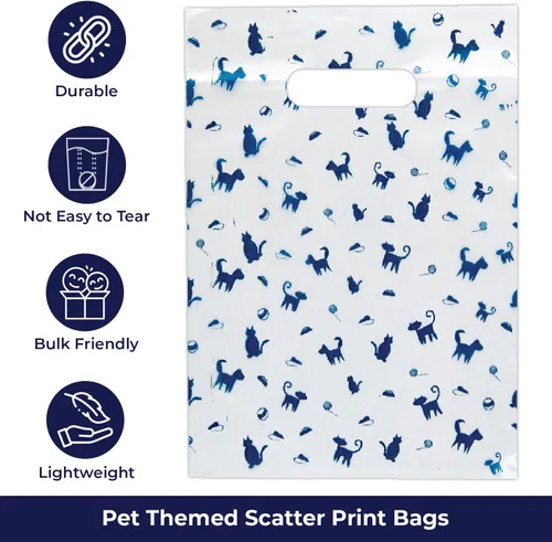 Miniatura 4 de 100 bolsas con estampado temático de mascotas, estampado de perro/gato/hilo, MSP1002, bolsas de plástico transparente para dispersos, bolsa