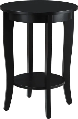 Convenience Concepts American Heritage - Mesa auxiliar redonda, color negro
